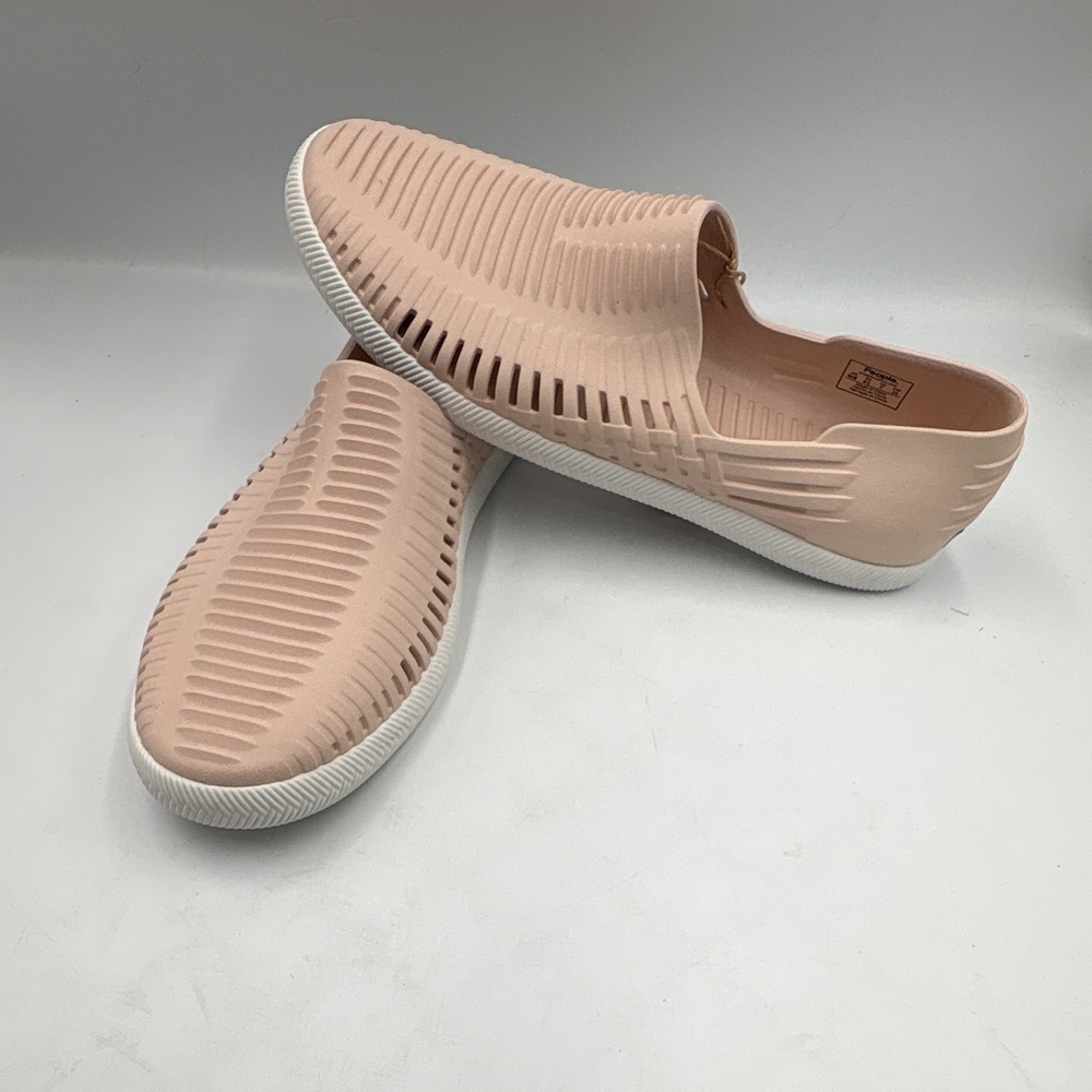 People Footwear Unisex Pink White Synthetic Slip-On Flat Round Toe Logo - Picture 7 of 15